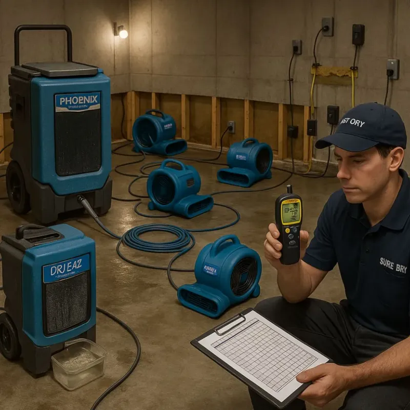 Structural Drying and Dehumidification process in Wayland, MA